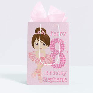 Brunette Birthday Ballerina Medium Gift Bag