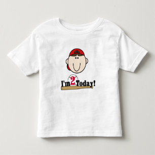 Brunette Boy Baseball 2nd Birthday Toddler T-Shirt