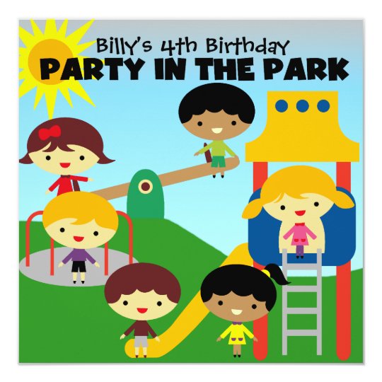 Brunette Boy Party in the Park Invite