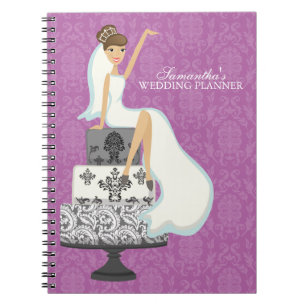Brunette Bride on Wedding Cake {orchid} Notebook