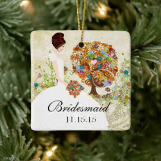Brunette Bridesmaid Gifts Flower Tree Ceramic Tree Decoration