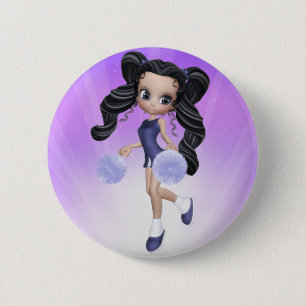 Brunette Cheerleader Girl Button
