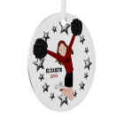 Brunette Cheerleader Pom Poms In Red & Black