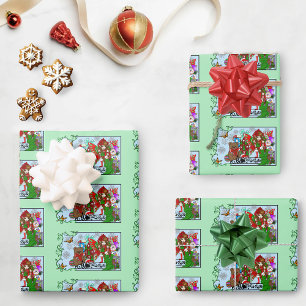 Brunette Christmas Present Fairy Wrapping Paper Sheet