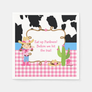 Brunette Cowgirl Western Birthday Party Napkin