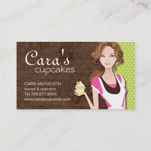 Brunette Cupcake Girl Business Cards (Front)