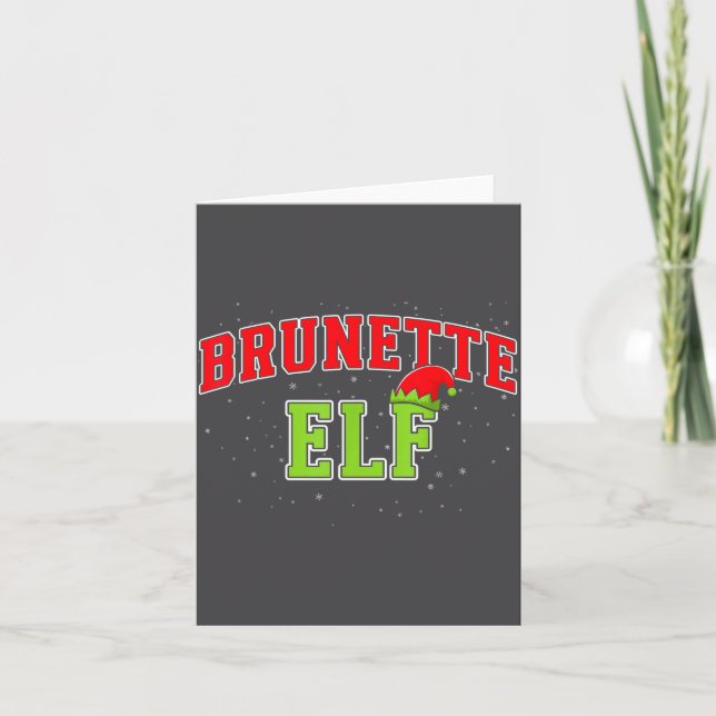 Brunette Elf Christmas Family Matching Group Xmas  Card (Front)