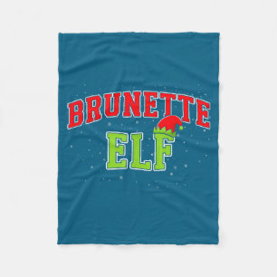 Brunette Elf Christmas Family Matching Group Xmas Fleece Blanket