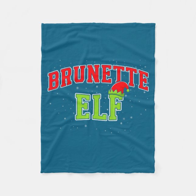 Brunette Elf Christmas Family Matching Group Xmas  Fleece Blanket (Front)