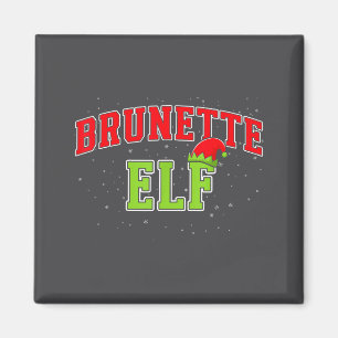 Brunette Elf Christmas Family Matching Group Xmas  Magnet