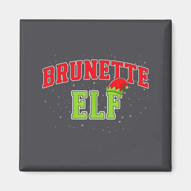 Brunette Elf Christmas Family Matching Group Xmas  Magnet (Front)