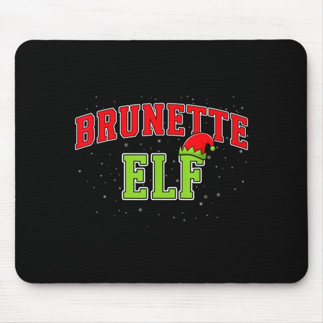 Brunette Elf Christmas Family Matching Group Xmas  Mouse Mat (Front)