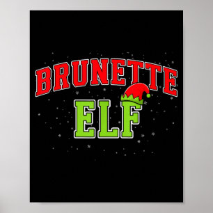 Brunette Elf Christmas Family Matching Group Xmas  Poster