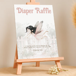 Brunette Fairy Baby Diaper Raffle Table Sign
