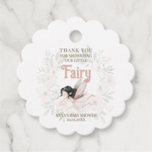 Brunette Fairy Baby Shower Thank You Favour Tags