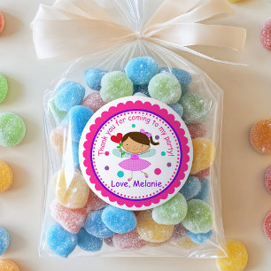 Brunette Fairy Princess Birthday Sticker