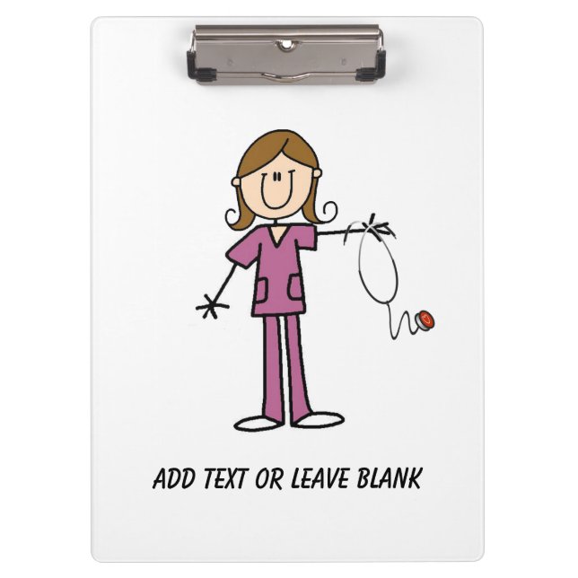 Brunette Female Nurse Clipboard (Front)
