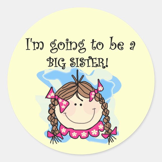 Brunette Future Big Sister Tshirts and Gifts Classic Round Sticker (Front)