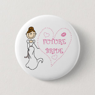Brunette Future Bride 6 Cm Round Badge