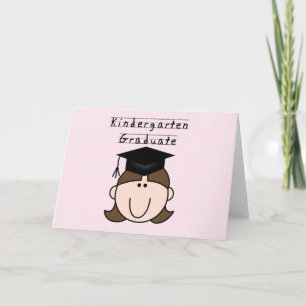 Brunette Girl Kindergarten Graduate Card