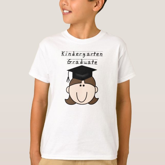 Brunette Girl Kindergarten Graduate T-Shirt (Front)