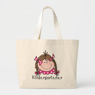 Brunette Girl Kindergarten Tshirts and Gifts Large Tote Bag