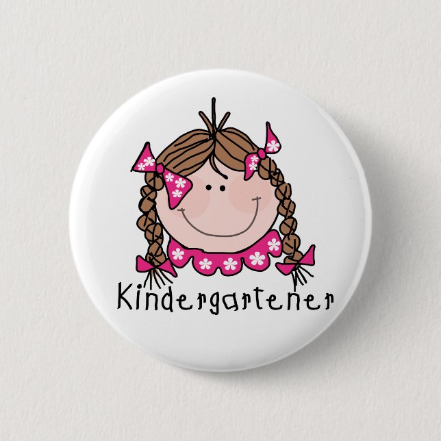 Brunette Girl Kindergartener 6 Cm Round Badge (Front)