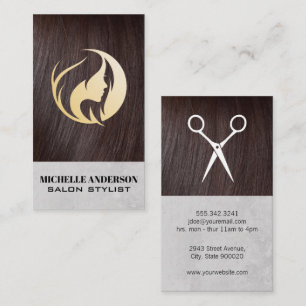 Brunette Hair   Hair Stylist Logo Business Card