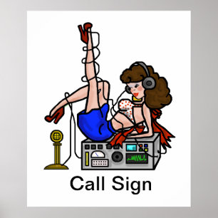 Brunette Ham Radio Pin-up Girl Poster Customise It