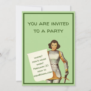 Brunette Lady Knight Invitation