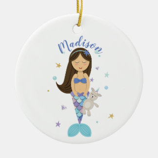 Brunette Little Mermaid Ornament