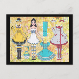 Brunette Lolita Paper Doll Postcard