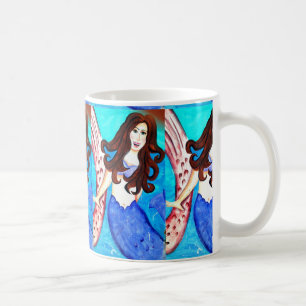brunette mermaid coffee mug
