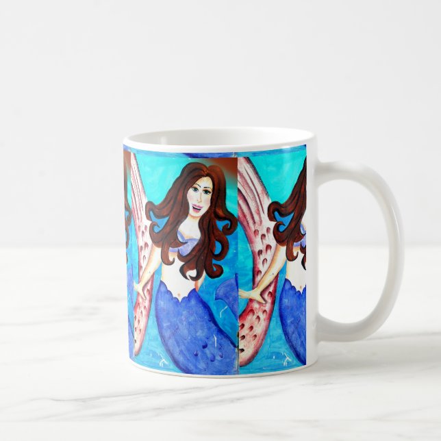brunette mermaid coffee mug (Right)