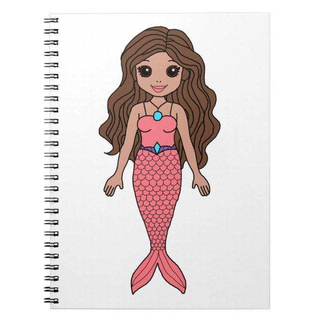 Brunette Mermaid  Notebook (Front)