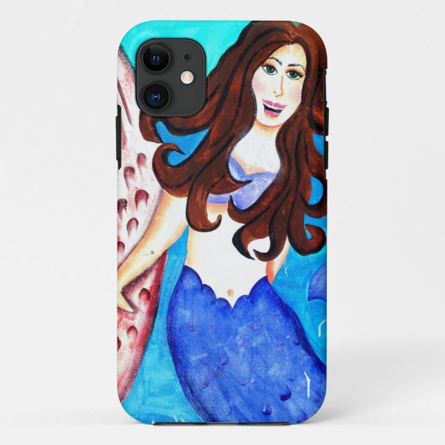 brunette mermaid phone case (Back)