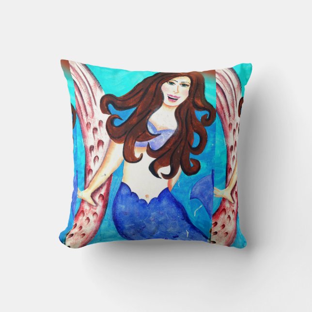 brunette mermaid pillow (Front)