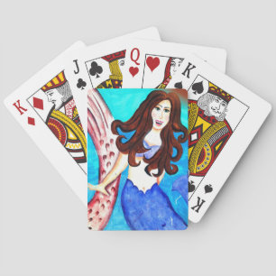 brunette mermaid playing cards