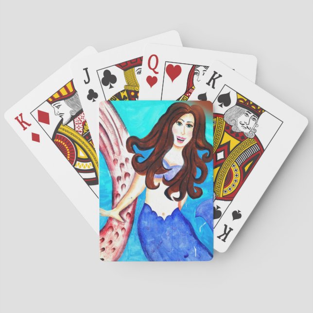 brunette mermaid playing cards (Back)