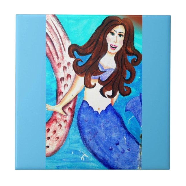 brunette mermaid tile (Front)