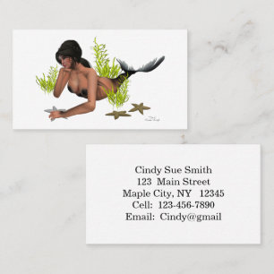 Brunette Mermaid With Starfish Business Card