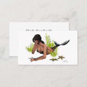 Brunette Mermaid With Starfish Business Card