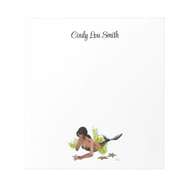 Brunette Mermaid With Starfish Notepad (Front)