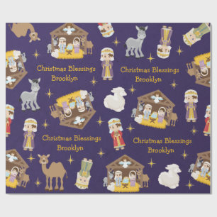Brunette Nativity Wrapping Paper