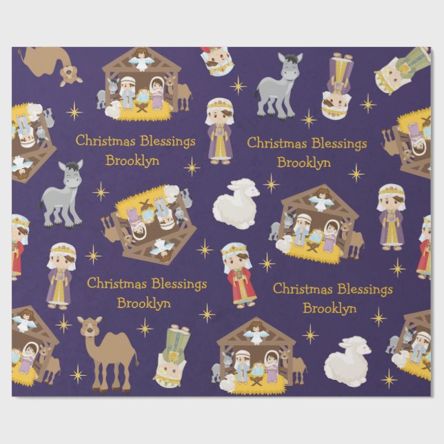 Brunette Nativity Wrapping Paper (Flat)