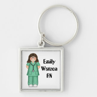 Brunette Personalised Nurse Key Ring
