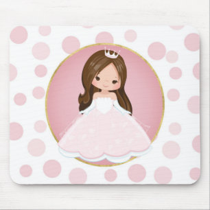 Brunette Pink Princess Mouse Mat