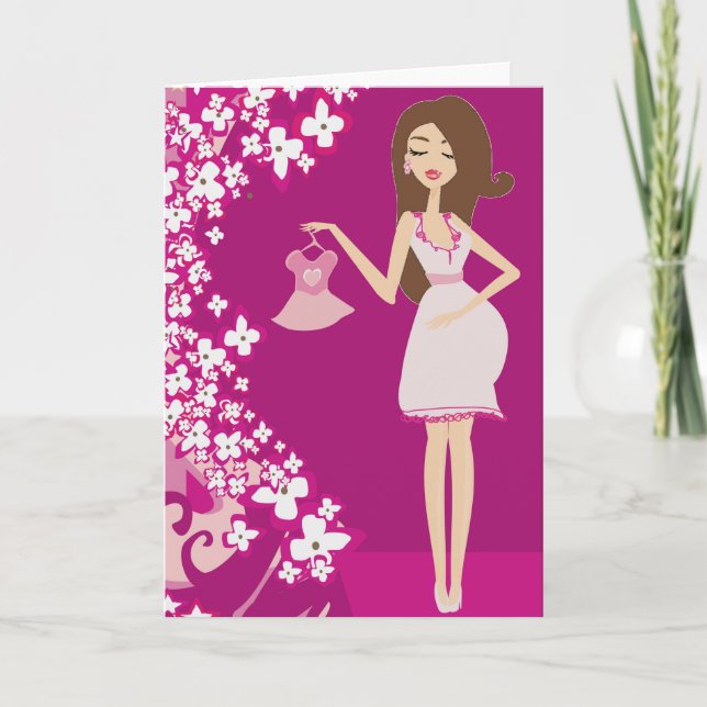 brunette pregnant woman announcement (Front)