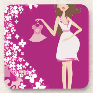brunette pregnant woman coaster