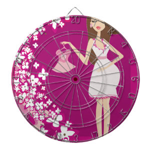 brunette pregnant woman dartboard